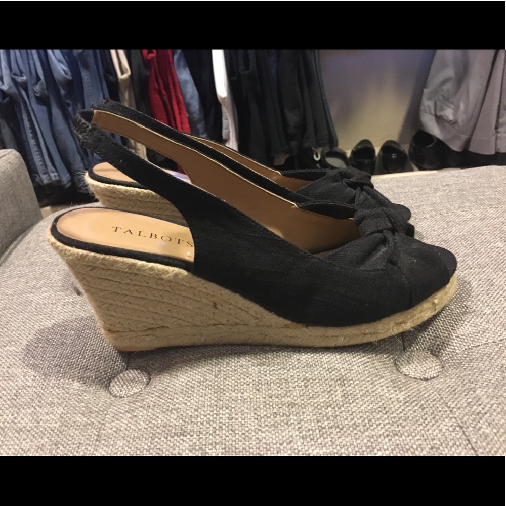 Talbot Black Open Toe Wedges